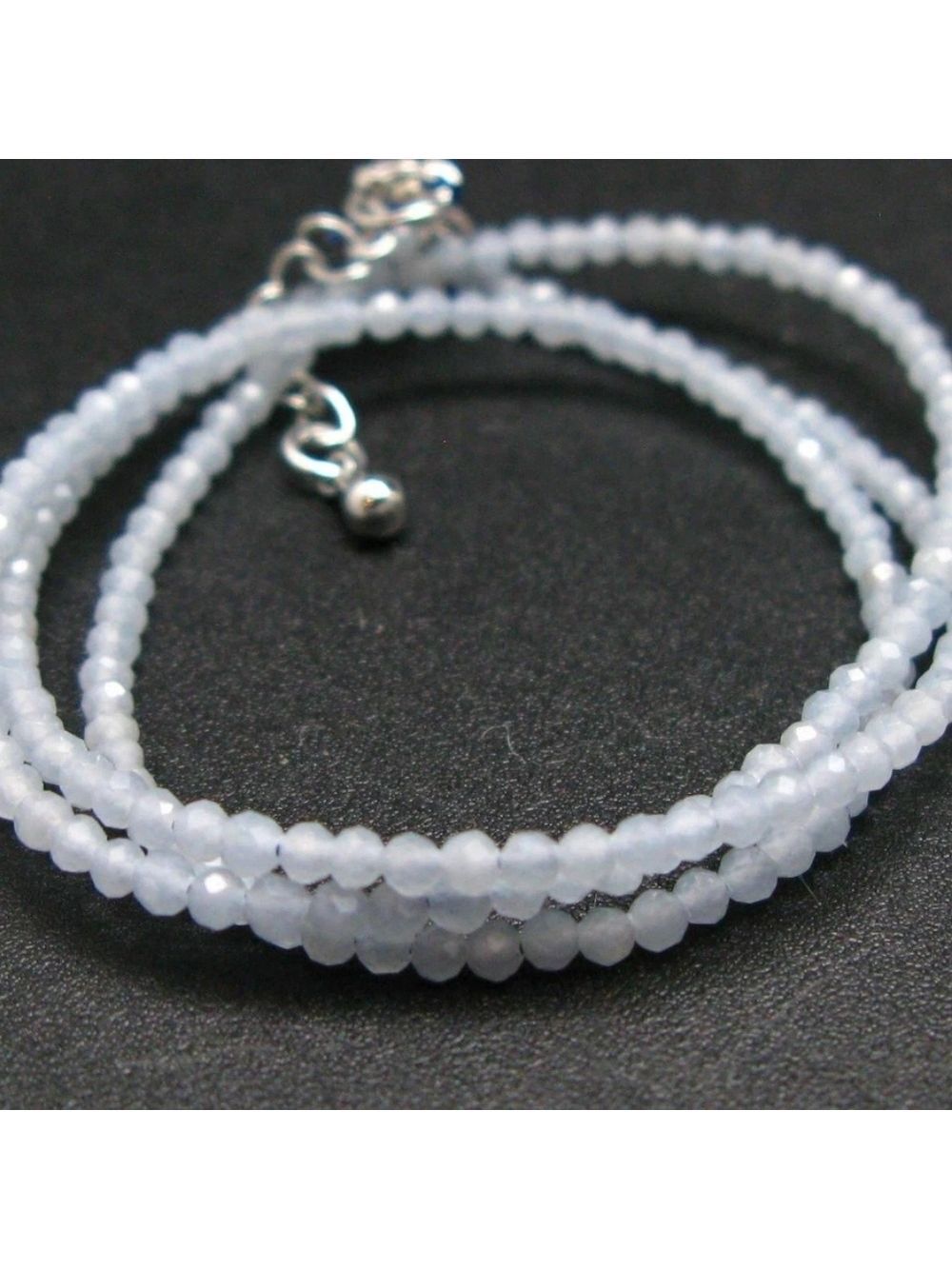 Aquamarine faceted bead  necklace NEW
